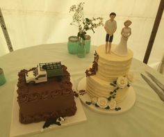 Both cakes set up