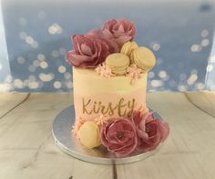 Wafer paper flowers with macarons