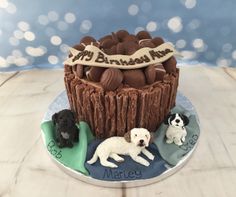 Chocolate cake with dogs