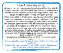 Pizza cooking instructions