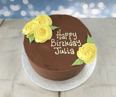 Chocolate cake with coloured flowers